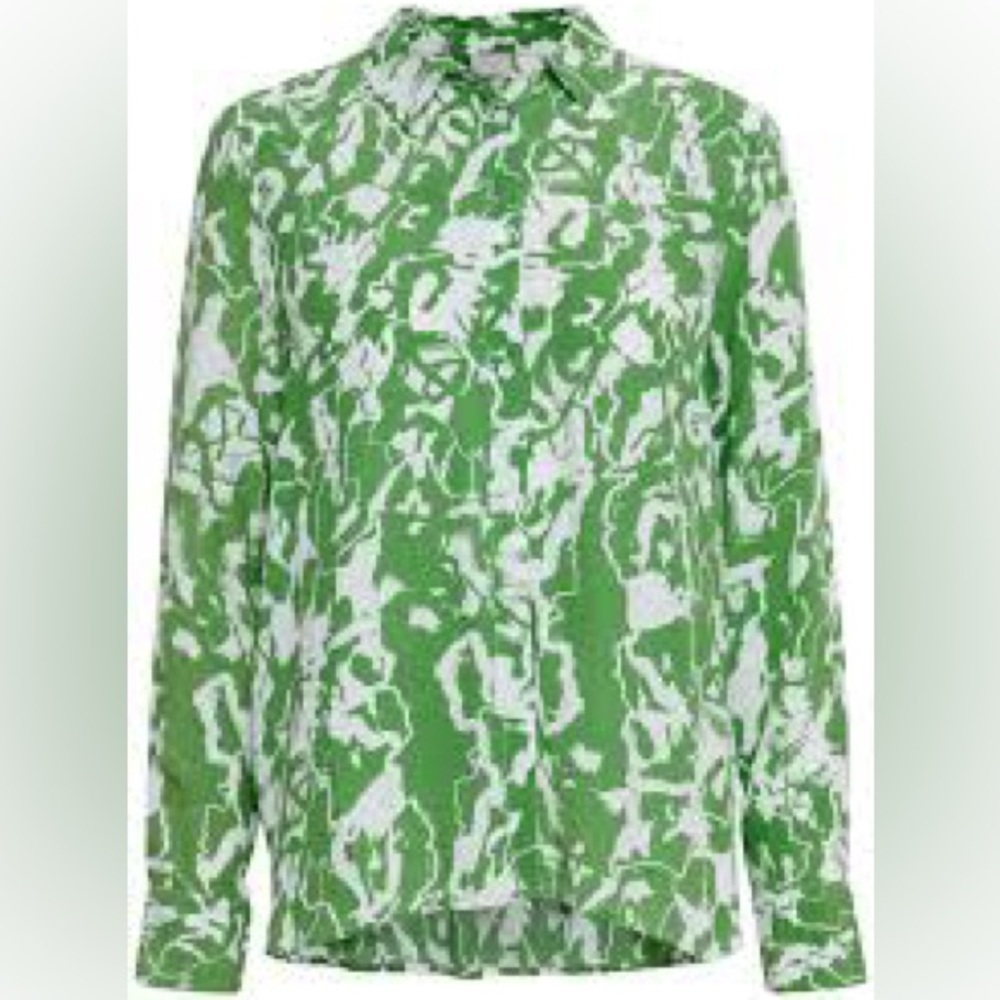 ICHI Regine Green And White Abstract Pattern Blouse - Picture 2 of 4